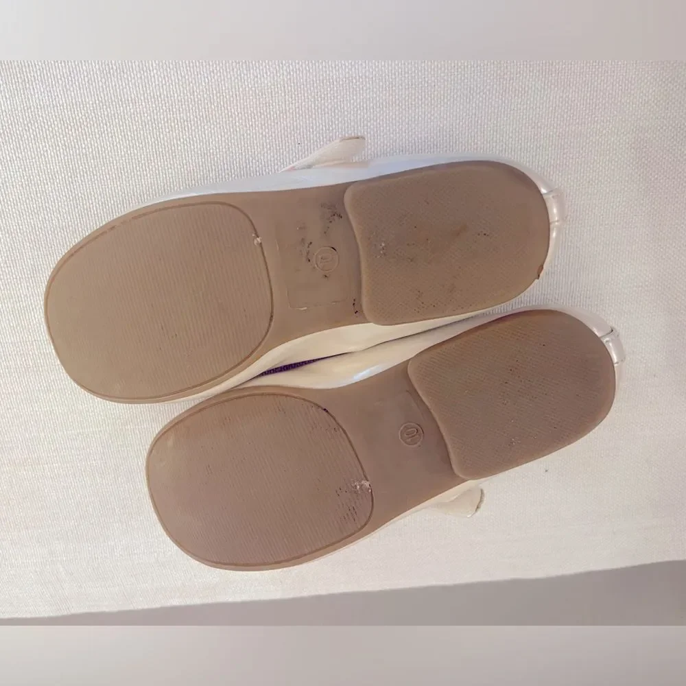 Girls Pearl White Bow Slippers Size‎ 10
